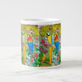 Caneca De Café Grande Macaw Parrots Aves Tropicais Jumbo Mug