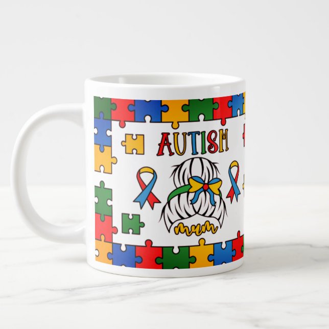 Caneca De Café Grande Mãe Autismo - Jumbo Mug (Esquerda)