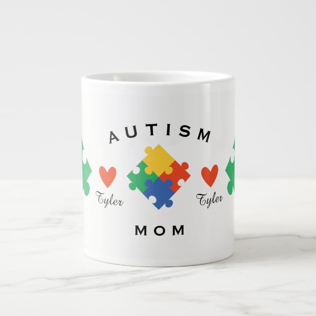 Caneca De Café Grande Mãe Autista Personalizada (Frente)