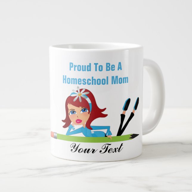 Caneca De Café Grande Mãe da escola doméstica - Jumbo Mug (Frente Esquerda)