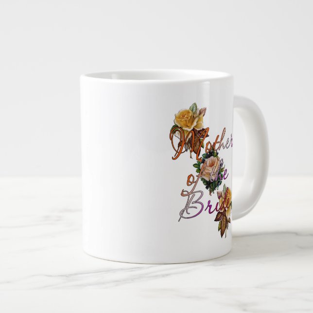 Caneca De Café Grande Mãe Da Noiva Floral (Frente Esquerda)