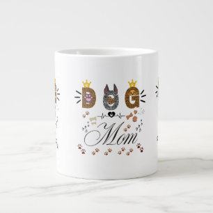 Caneca De Café Grande Mãe de Cachorro Estampa de Onça/Pata com Design de