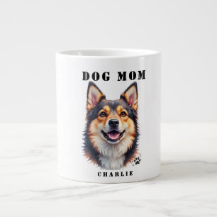 Caneca De Café Grande Mãe de Cachorro Simples Moderno Nome & Foto Person