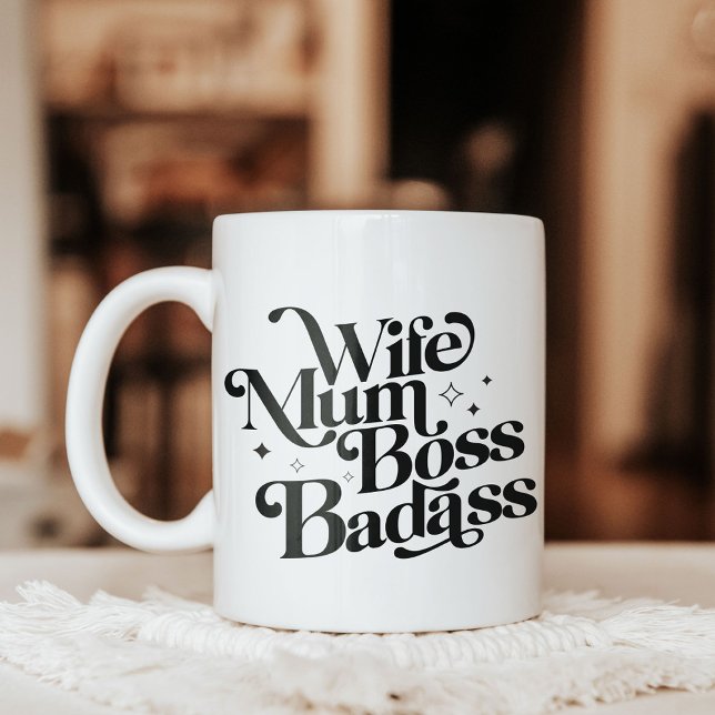 Caneca De Café Grande Mãe de Esposa Chefe Badass Engraçado Dia de as mãe (Wife Mum Boss Badass Funny Sarcastic Mother's Day Giant Coffee Mug)