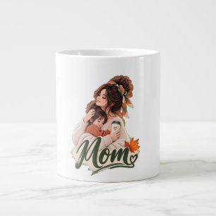 Caneca De Café Grande Mãe e bebê aconchegantes de outono & crianças Amo