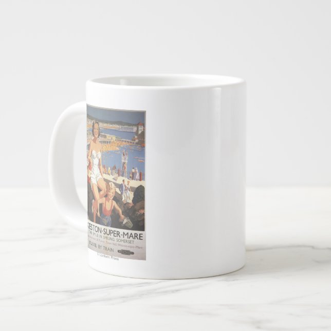 Caneca De Café Grande Mãe e Filho na Poster da Praia (Frente Esquerda)