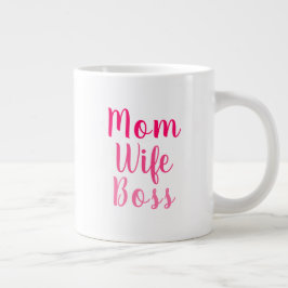 Caneca De Café Grande Mãe esposa chefe na moda de script personalizado b