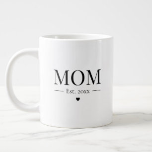 Caneca De Café Grande Mãe Estabelecida Ano Personalizado Preto & Branc