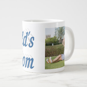 Caneca De Café Grande Mãe Foto: Texto azul-marinho Gigante Coffee Mug