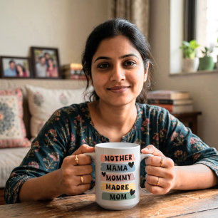 Caneca De Café Grande Mãe Mamãe Mami Madre Mamã   Cute Multilíngue
