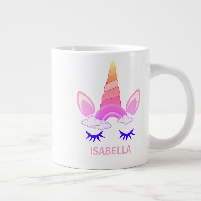Caneca De Café Grande Magical Unicorn Personalized Name (Direita)