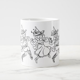 Caneca De Café Grande Mágico de Oz Vintage, Munchkins Dançantes Fofos!
