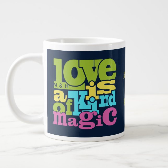 Caneca De Café Grande Mágico, monograma personalizado com amor (Esquerda)