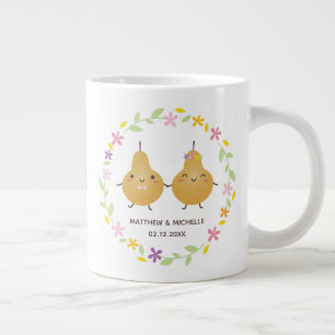 Caneca De Café Grande Magnífico Casal Perfeito de Pear Newlyweds, memor