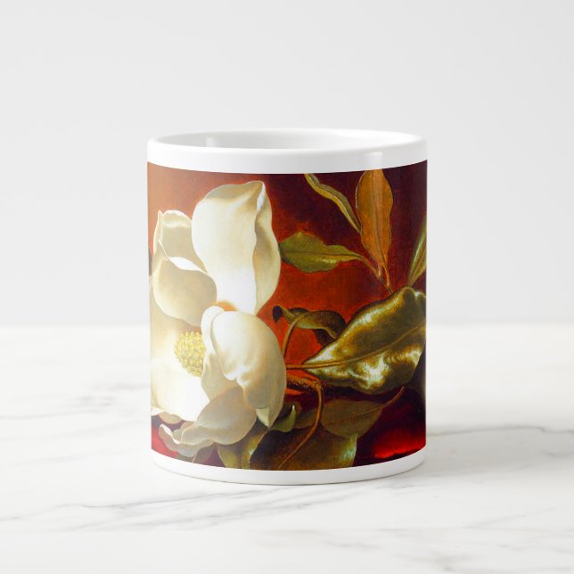 Caneca De Café Grande Magnolia em Red Velvet Martin Johnson Heade (Frente)