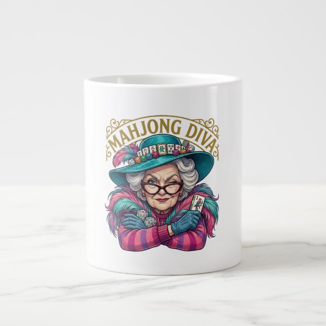 Caneca De Café Grande Mahjong Diva Funny Women's (Frente)