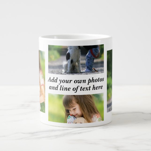 Caneca De Café Grande Make your own photo collage and text   (Frente)