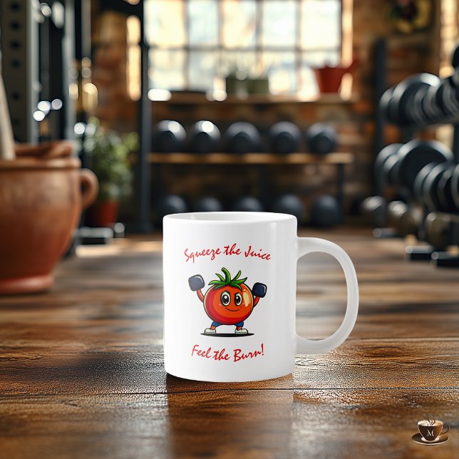 Caneca De Café Grande Malhação divertida com Tomate Bonito - Motivação d (Criador carregado)