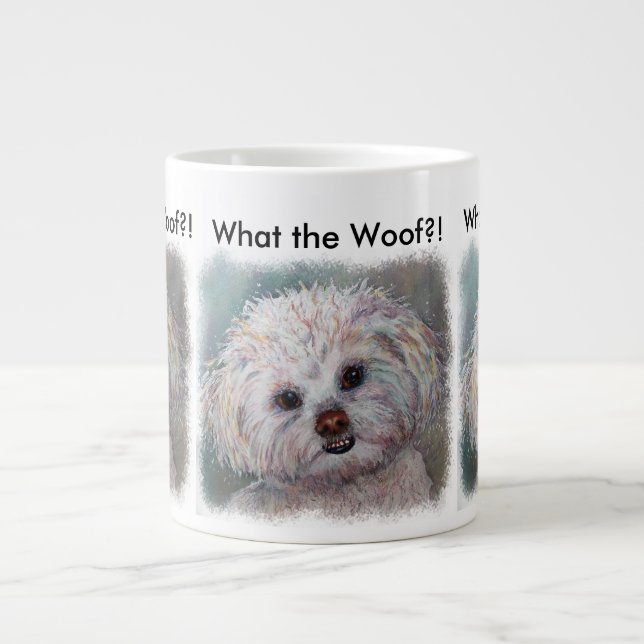 CANECA DE CAFÉ GRANDE MALTESE BRANCO DOCE YORKIE MIX (Frente)