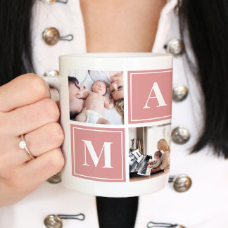 Caneca De Café Grande Mama Fotografia Colagem Personalizada Gigante de C