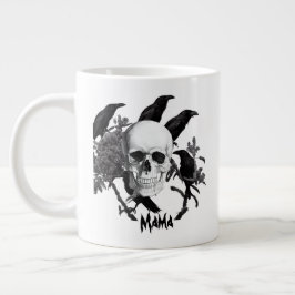 Caneca De Café Grande Mama Skull E Crows Halloween Jumbo Mug