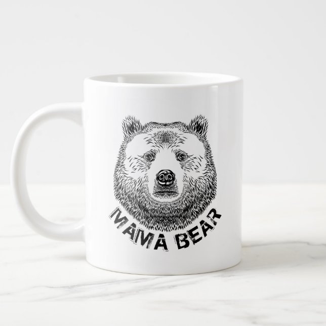 Caneca De Café Grande Mama Urso, Ilustração Desenhada À Mão (Esquerda)