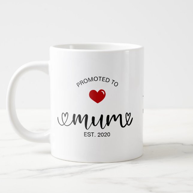 Caneca De Café Grande Mamãe Estabelecida Promovida a Mãe (Esquerda)