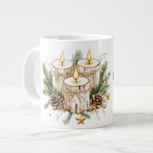 Caneca De Café Grande Mamãe Feliz Natal Velas de Árvore de Birch
