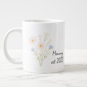 Caneca De Café Grande Mamães Personalizadas. Mug com Pastel Wildflower