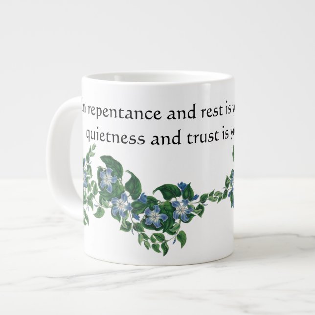 Caneca De Café Grande Mandevilla Flowers - Escritura Floral Jumbo Mug (Frente Esquerda)