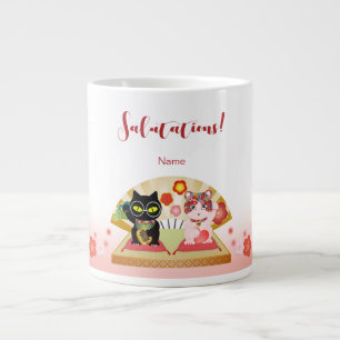 Caneca De Café Grande Maneki Neko Lucky Poiluna