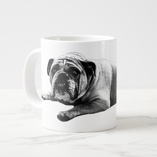 Caneca De Café Grande Manhã de Buldogue Quente (Frente Esquerda)