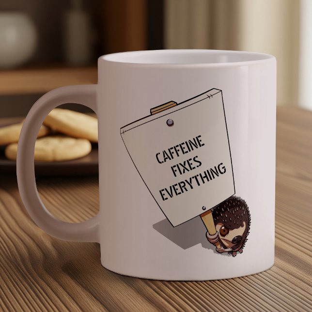 Caneca De Café Grande Manifestante Engraçado Com Cartoon De Placard Hedg (Criador carregado)
