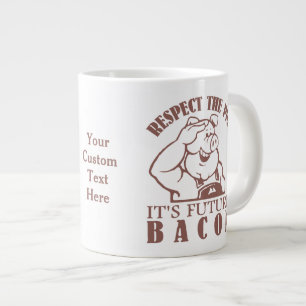 Caneca De Café Grande Mantas personalizadas PIG TO BACON
