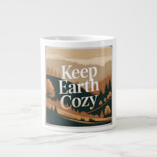 Caneca De Café Grande Mantenha a Terra Aconchegante Arte Ecológica de Av