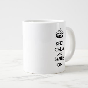 Caneca De Café Grande Mantenha-se calmo e sorria no Livro Branco