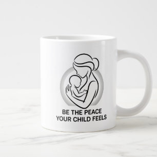 Caneca De Café Grande Mantra Minimalista para Mãe e Bebê Calmos