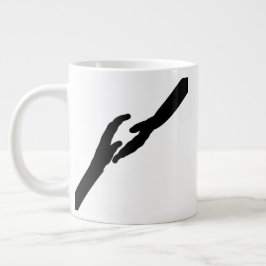 Caneca De Café Grande Mãos Minimalistas Tocando Arte de Linha Emocional