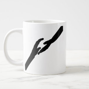 Caneca De Café Grande Mãos Minimalistas Tocando Arte de Linha Emocional
