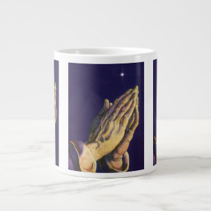 Caneca De Café Grande Mãos Vintage Rezando com a Estrela de Belém
