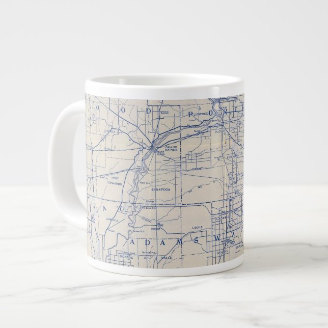 Caneca De Café Grande Mapa 2 da Bicicleta de Wisconsin (Frente Esquerda)