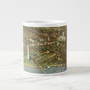 Caneca De Café Grande Mapa Antigo com uma Vista Panorâmica de Washington