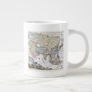 Caneca De Café Grande Mapa antigo da Ásia  1696