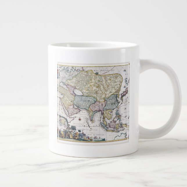 Caneca De Café Grande Mapa antigo da Ásia| 1696 (Direita)