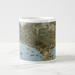 Caneca De Café Grande Mapa Antigo da Cidade de Seattle Washington