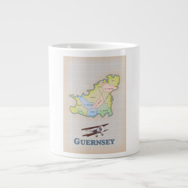 Caneca De Café Grande Mapa antigo de Guernsey (Frente)