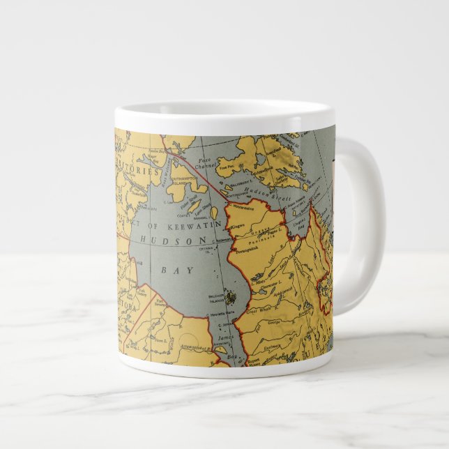 Caneca De Café Grande Mapa antigo do Canadá (Frente Esquerda)