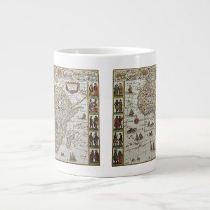 Caneca De Café Grande Mapa Antigo do Mundo Antigo da África por Blaeu, c