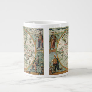 Caneca De Café Grande Mapa Antigo do Mundo Novo, Américas, Theodor de Br