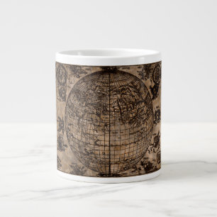 Caneca De Café Grande Mapa Antigo do Mundo Vintage